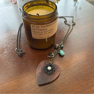 Dangling Wooden Heart Necklace